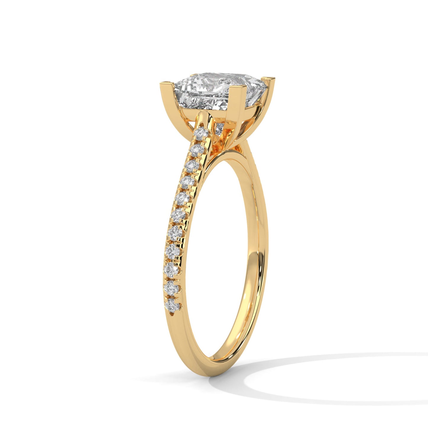 elegant princess-cut diamond engagement ring with pave band