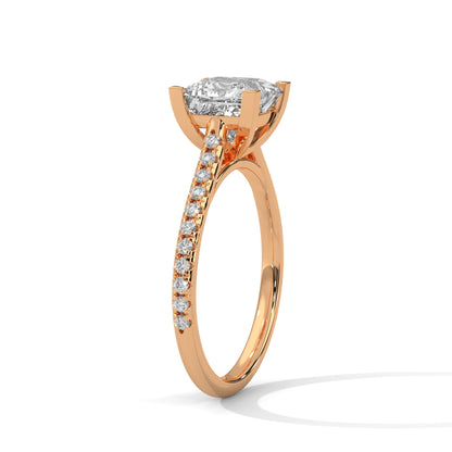 Elegant Princess-Cut Diamond Engagement Ring with Pave Band