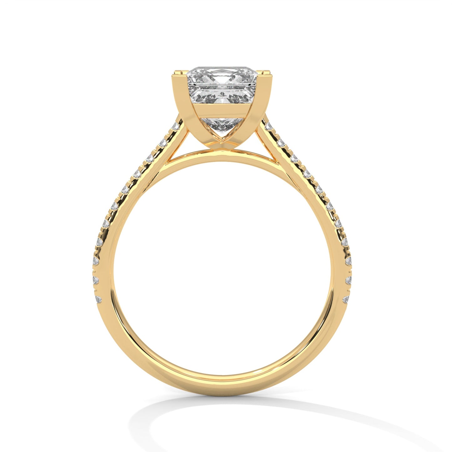 elegant princess-cut diamond engagement ring with pave band