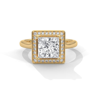 Luxurious Princess-Cut Diamond Halo Engagement Ring