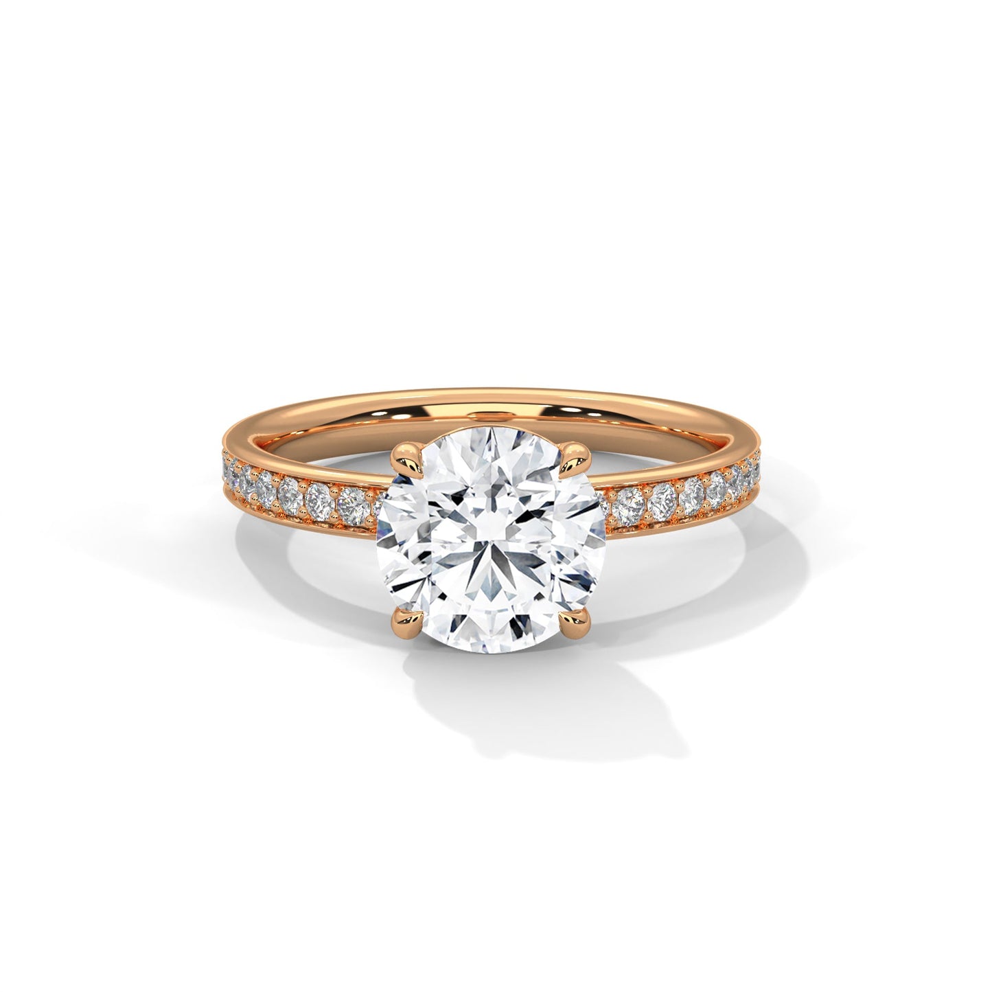 round-cut diamond engagement ring with hidden halo & pave band