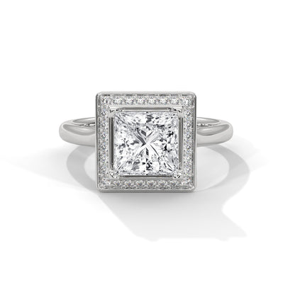 Luxurious Princess-Cut Diamond Halo Engagement Ring