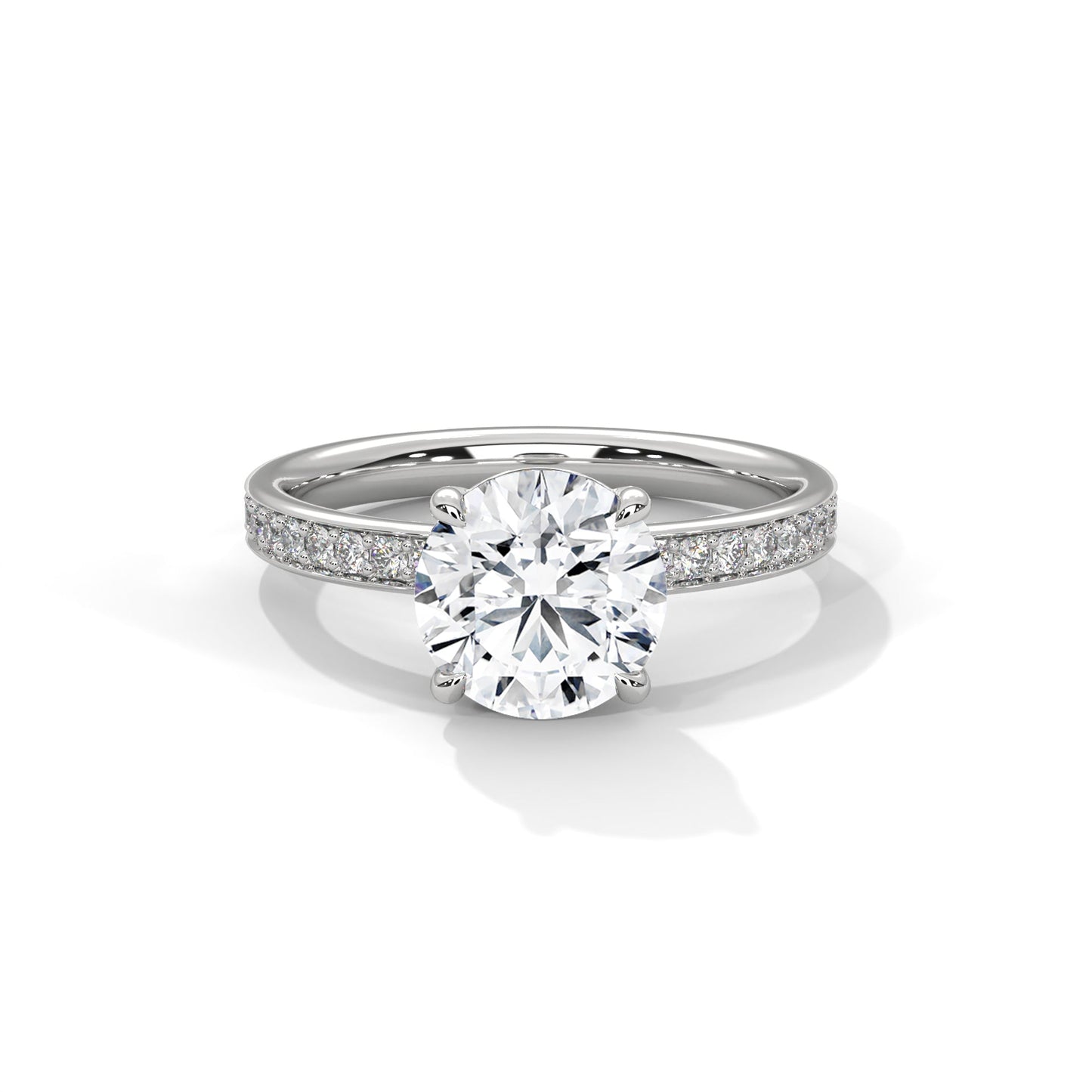 round-cut diamond engagement ring with hidden halo & pave band