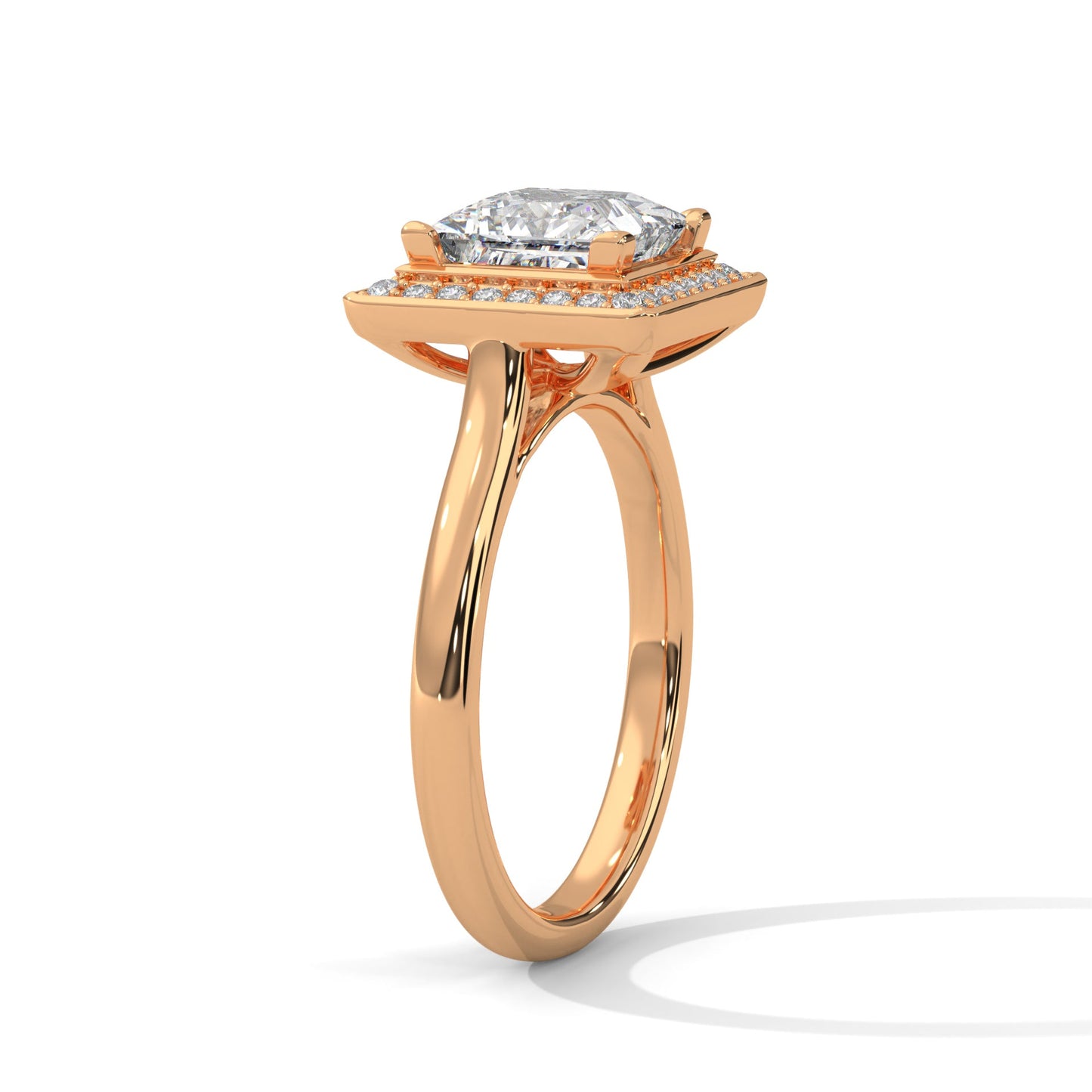 luxurious princess-cut diamond halo engagement ring
