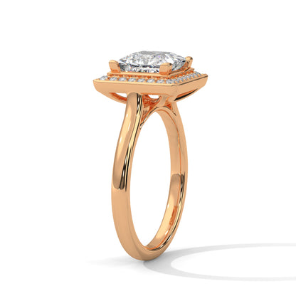 Luxurious Princess-Cut Diamond Halo Engagement Ring