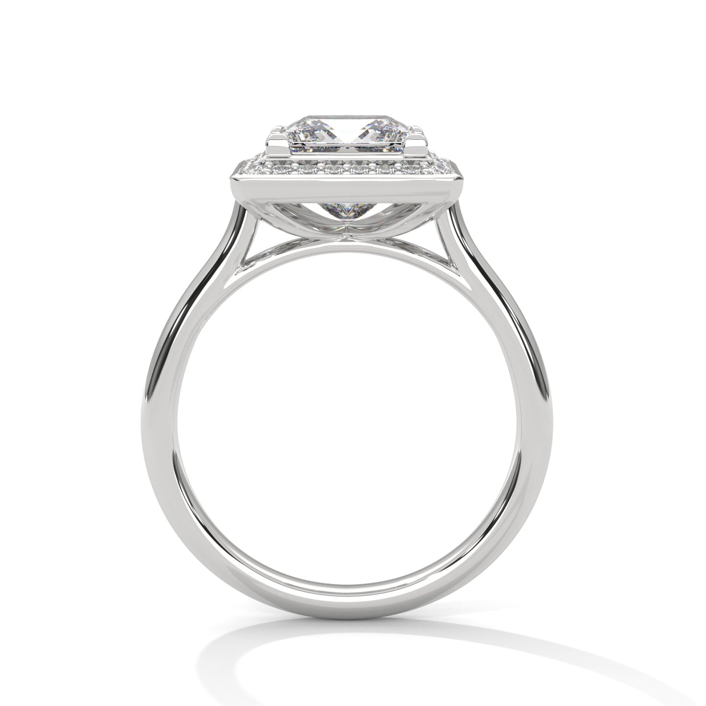 luxurious princess-cut diamond halo engagement ring