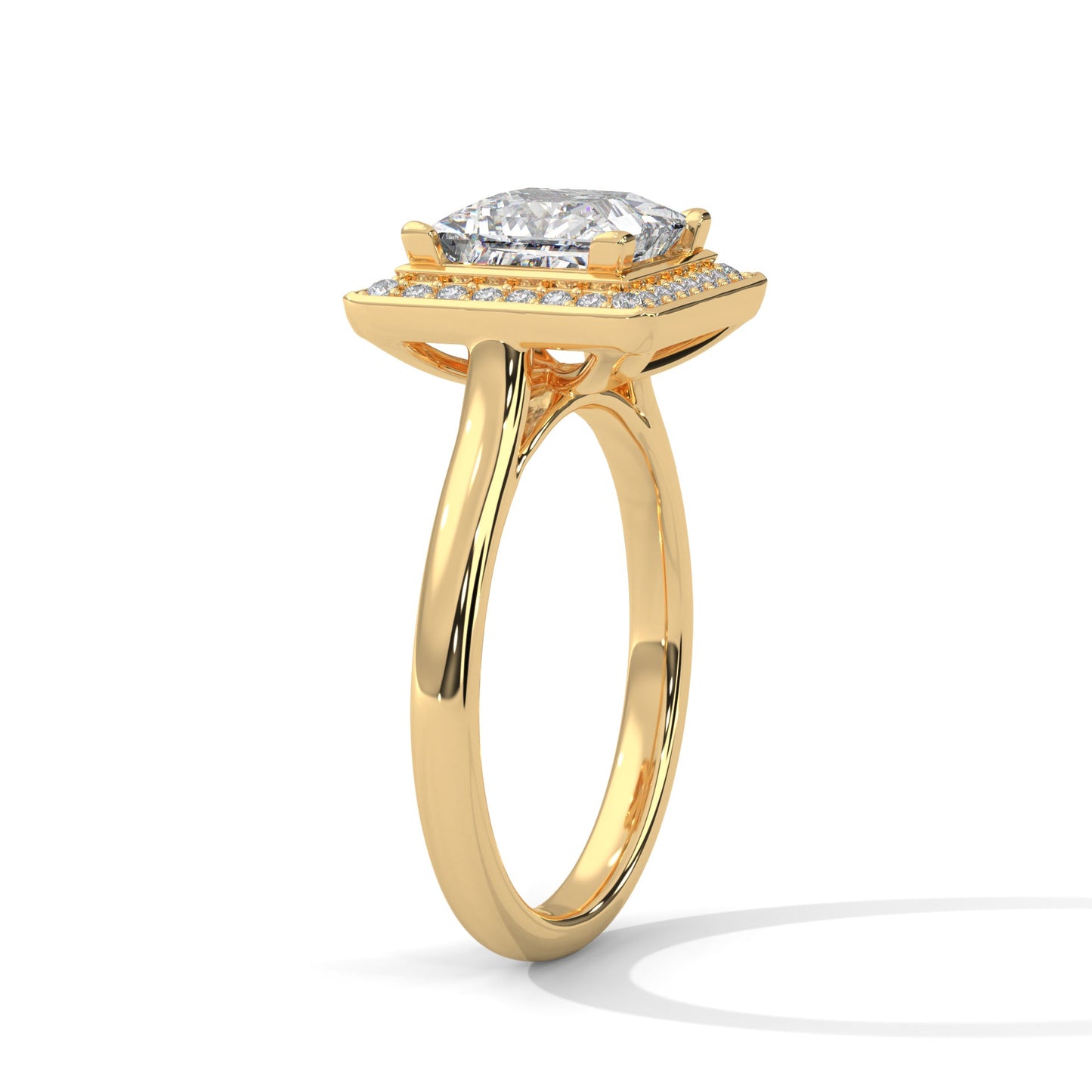 luxurious princess-cut diamond halo engagement ring