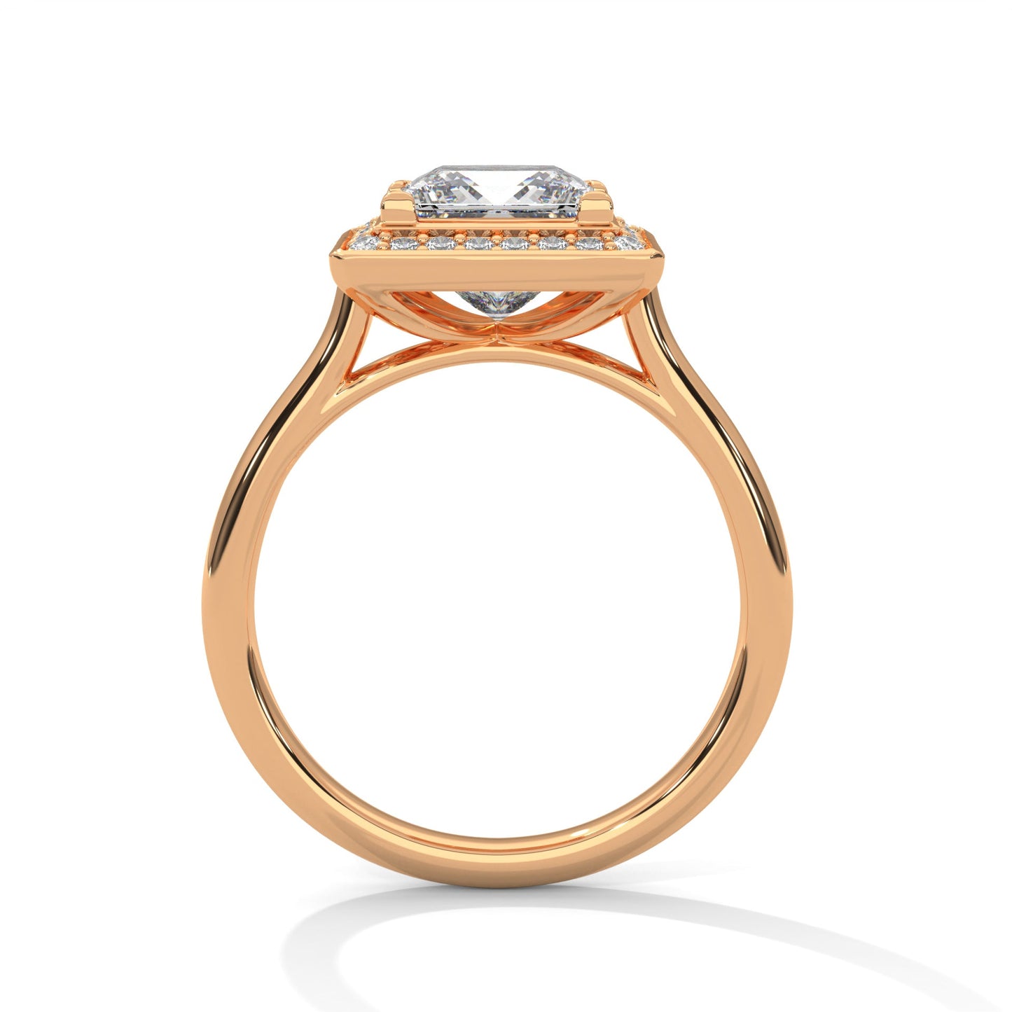 luxurious princess-cut diamond halo engagement ring