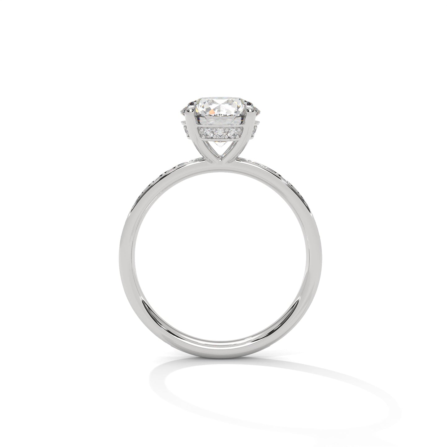 round-cut diamond engagement ring with hidden halo & pave band
