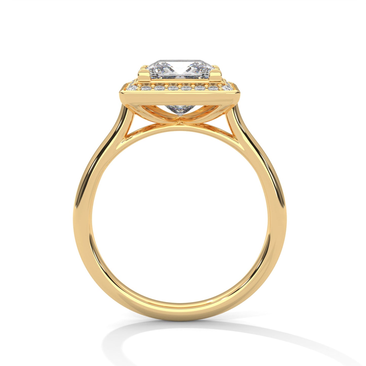 luxurious princess-cut diamond halo engagement ring