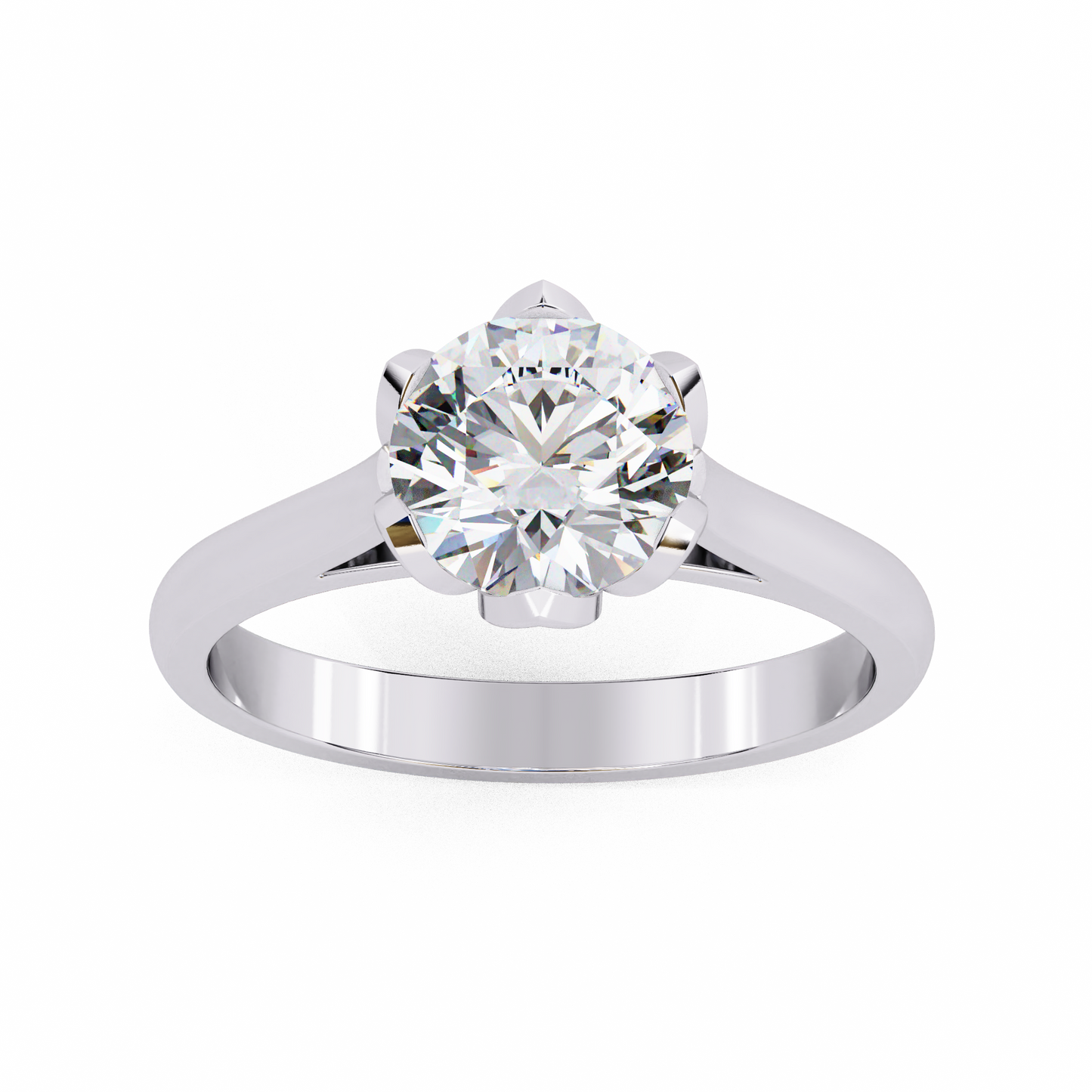 solitaire diamond ring with floral basket setting | elegant engagement ring
