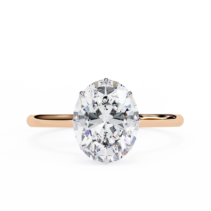 Classic Oval Solitaire Ring with Hidden Halo