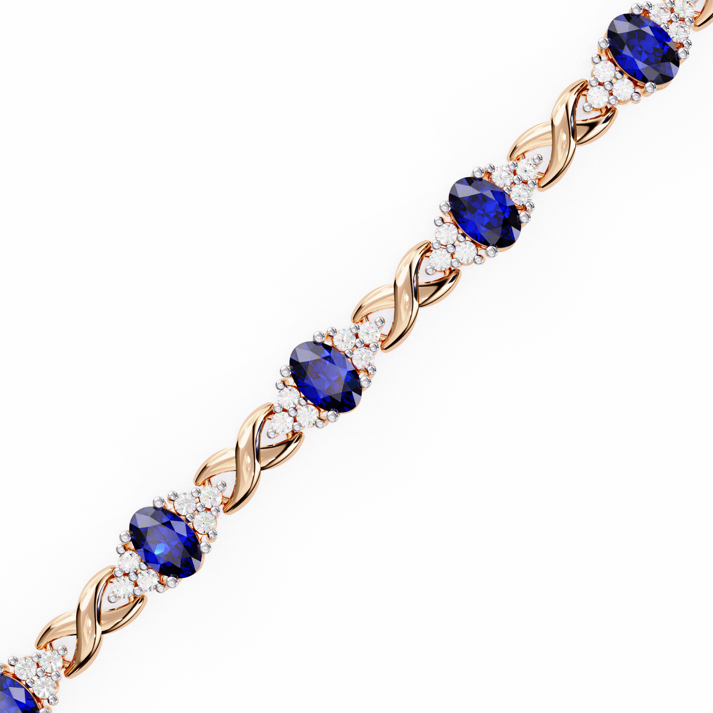 blue sapphire and diamond infinity link bracelet