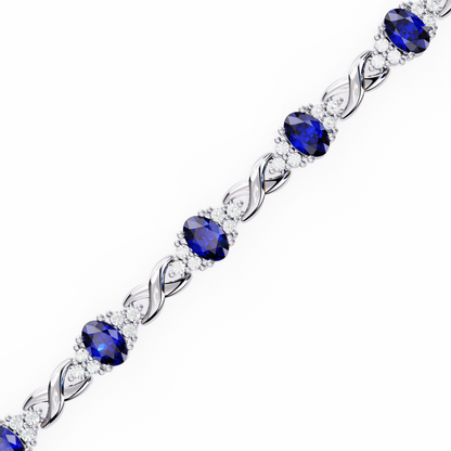 Blue Sapphire and Diamond Infinity Link Bracelet