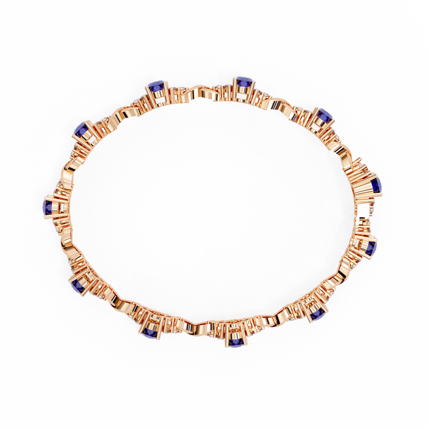 blue sapphire and diamond infinity link bracelet