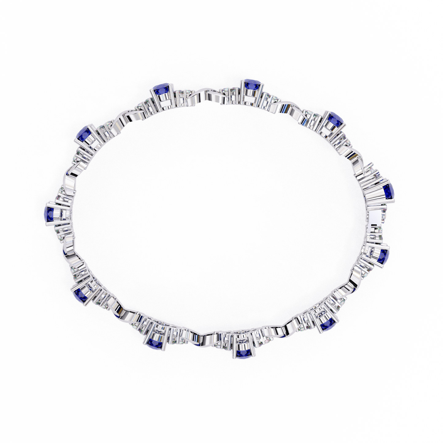 blue sapphire and diamond infinity link bracelet