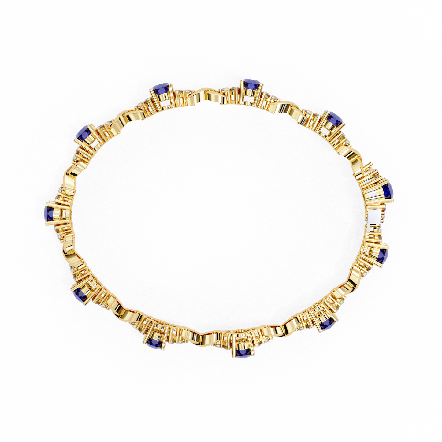 blue sapphire and diamond infinity link bracelet