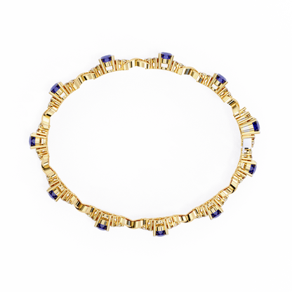 Blue Sapphire and Diamond Infinity Link Bracelet