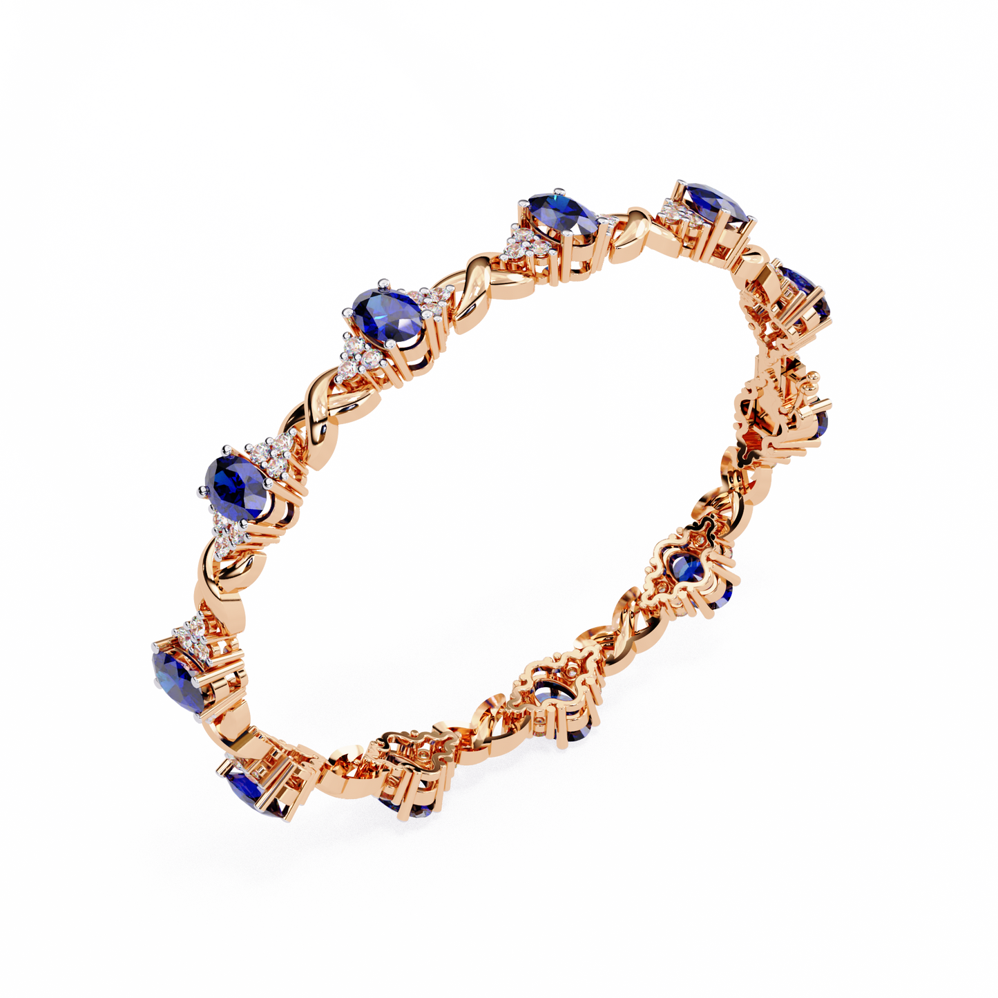 blue sapphire and diamond infinity link bracelet