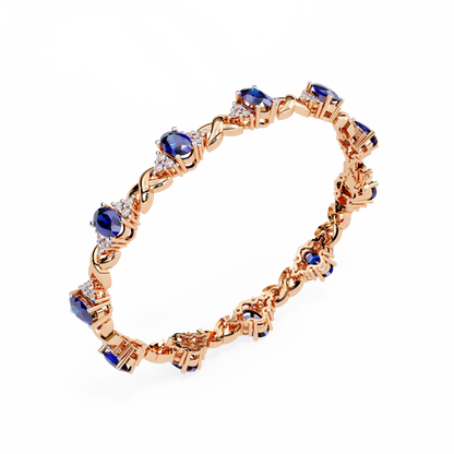 Blue Sapphire and Diamond Infinity Link Bracelet