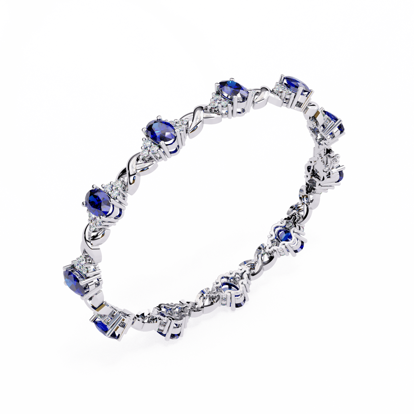 blue sapphire and diamond infinity link bracelet