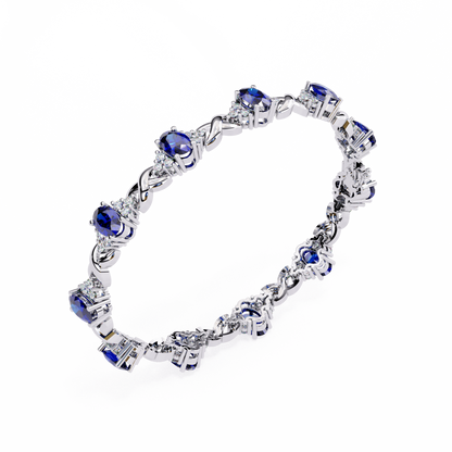 Blue Sapphire and Diamond Infinity Link Bracelet