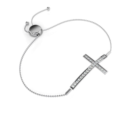 Adjustable Crystal Cross Bracelet – Elegant Faith-Inspired Jewelry