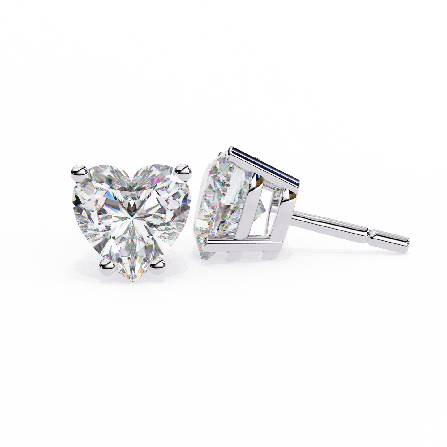 heart-shaped diamond stud earrings
