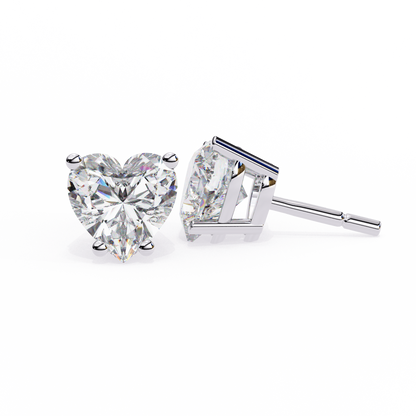 Heart-Shaped Diamond Stud Earrings