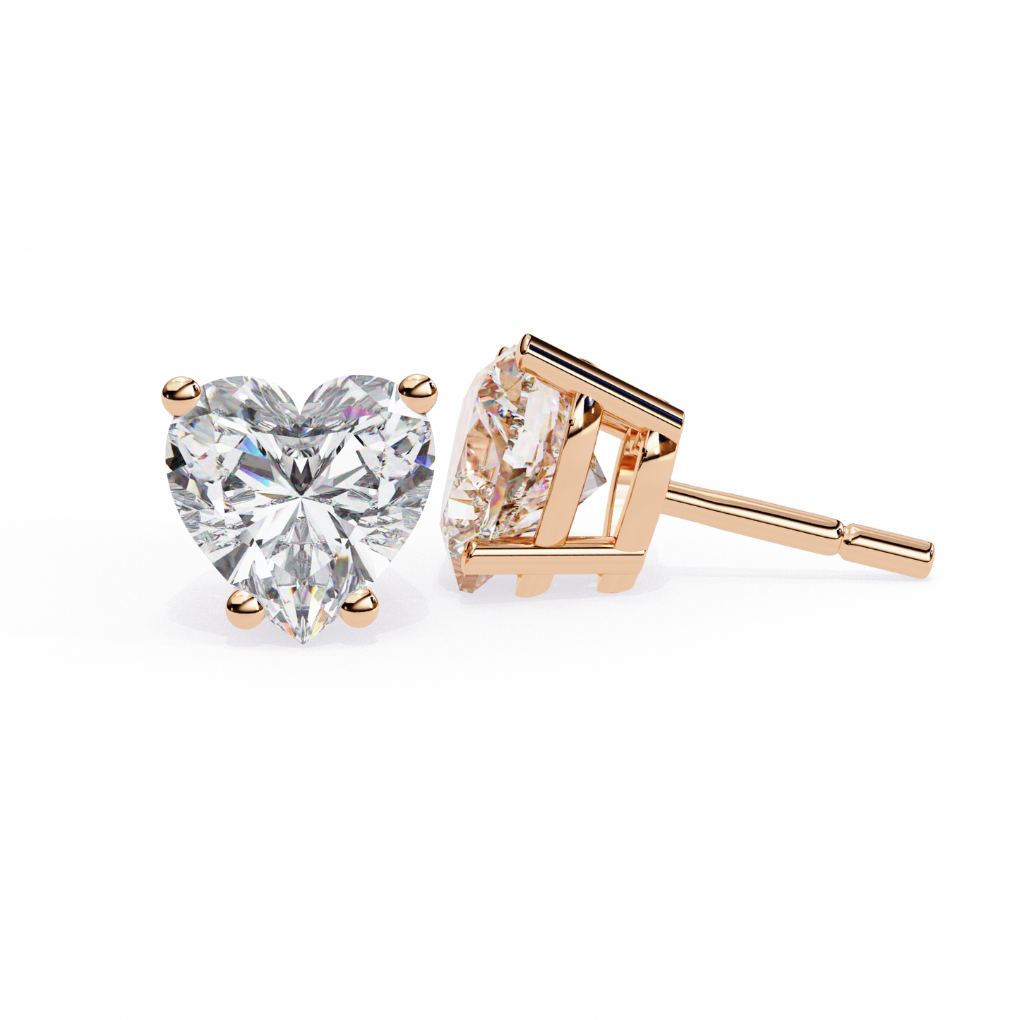 heart-shaped diamond stud earrings