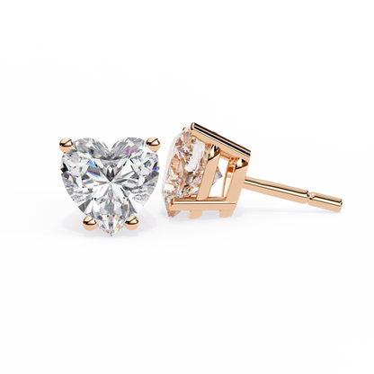 Heart-Shaped Diamond Stud Earrings