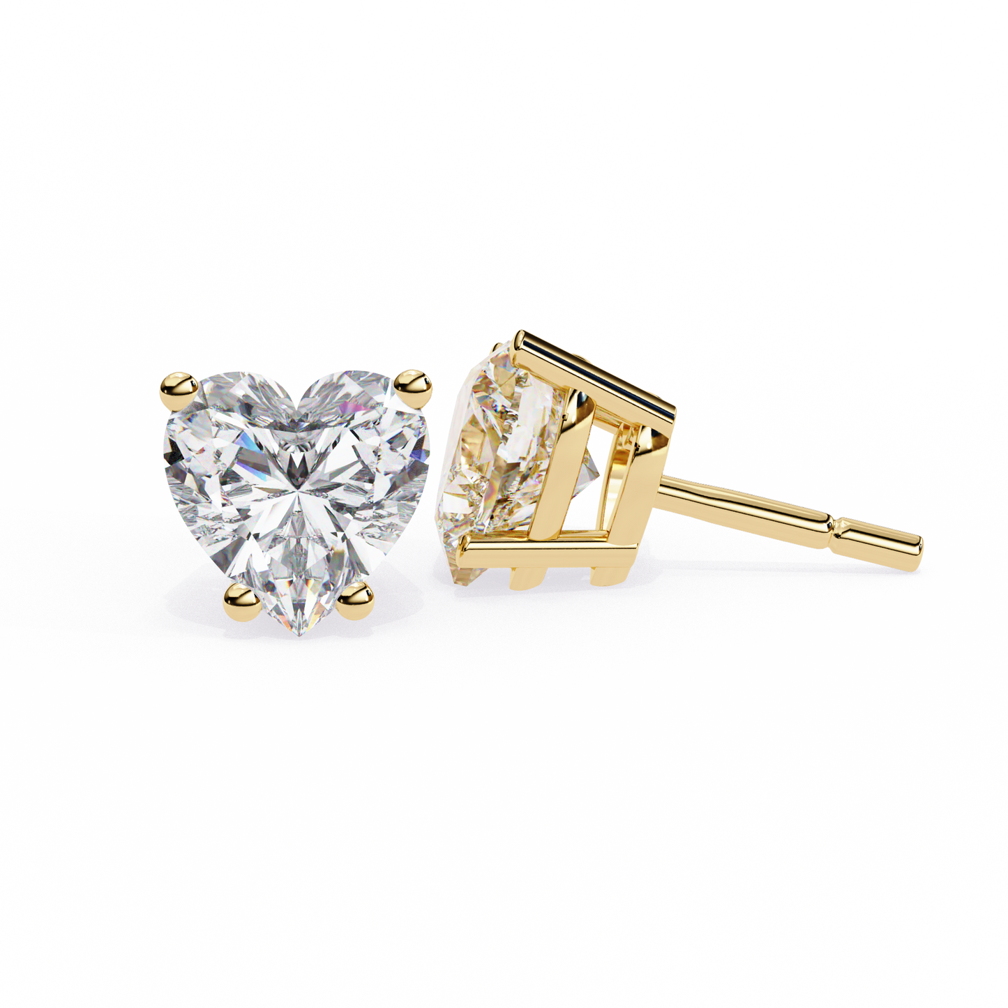 heart-shaped diamond stud earrings
