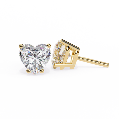 Heart-Shaped Diamond Stud Earrings