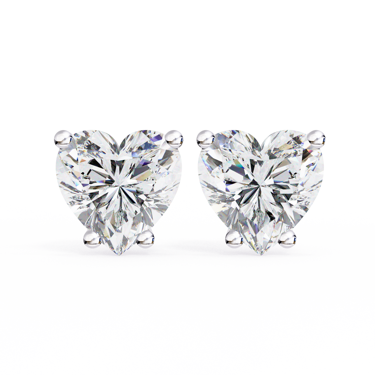 heart-shaped diamond stud earrings