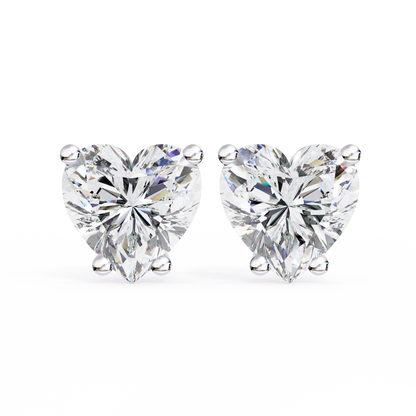Heart-Shaped Diamond Stud Earrings