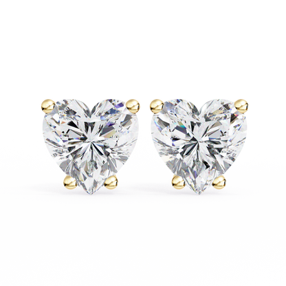Heart-Shaped Diamond Stud Earrings
