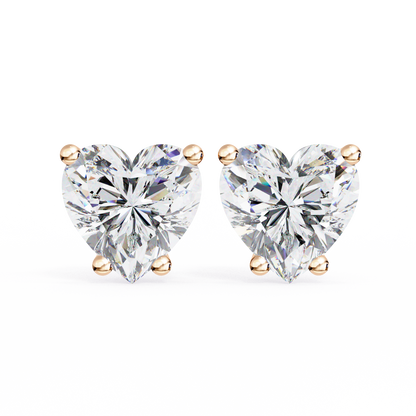 Heart-Shaped Diamond Stud Earrings