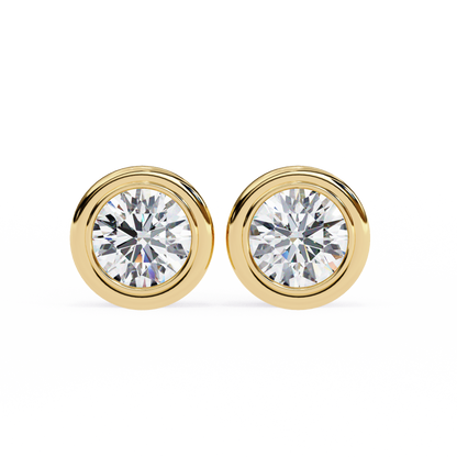 Bezel-Set Round Diamond Stud Earrings – Classic & Elegant Jewelry