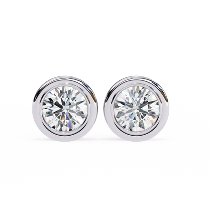 Bezel-Set Round Diamond Stud Earrings – Classic & Elegant Jewelry