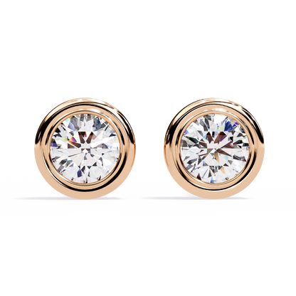 Bezel-Set Round Diamond Stud Earrings – Classic & Elegant Jewelry