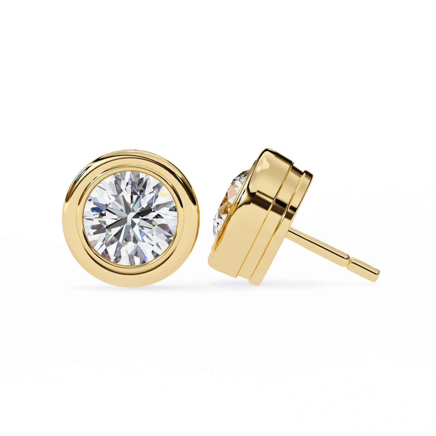 bezel-set round diamond stud earrings – classic & elegant jewelry