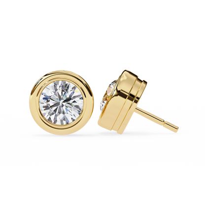 Bezel-Set Round Diamond Stud Earrings – Classic & Elegant Jewelry