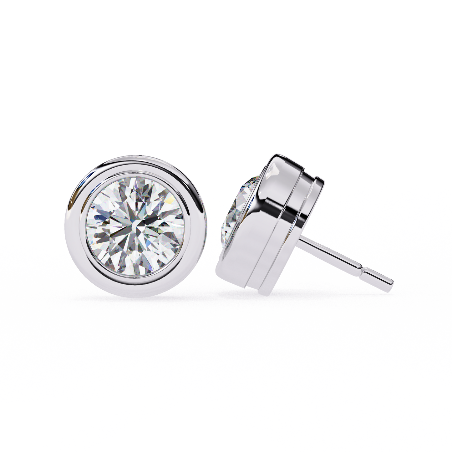bezel-set round diamond stud earrings – classic & elegant jewelry