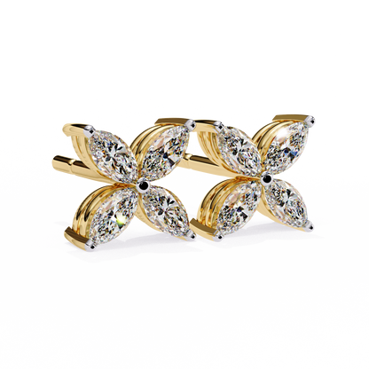 Elegant Marquise Cut Diamond Floral Stud Earrings