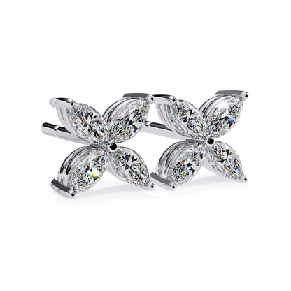 Elegant Marquise Cut Diamond Floral Stud Earrings