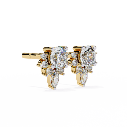 Floral Diamond Cluster Earrings with Marquise Drop