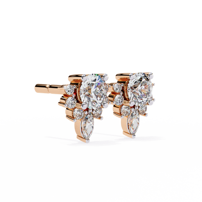 Floral Diamond Cluster Earrings with Marquise Drop