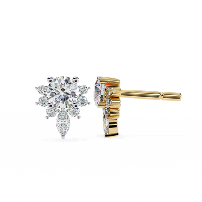 Floral Diamond Cluster Earrings with Marquise Drop
