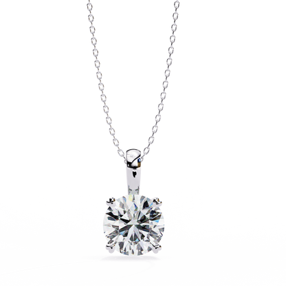 Elegant Round-Cut Diamond Pendant Necklace | Classic Four-Prong Setting