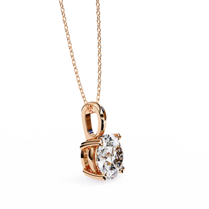 Elegant Round-Cut Diamond Pendant Necklace | Classic Four-Prong Setting